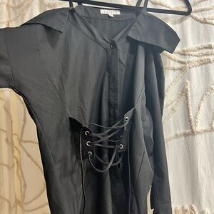 Black Corset Long Sleeve Top